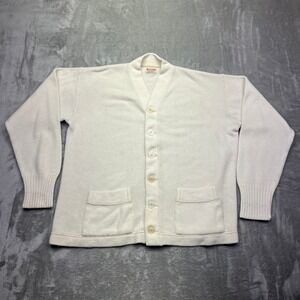 Vintage Sand Knit Cardigan Sweater Womens Size 44 Cream Athletic Knitwear 1950's